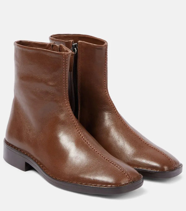 Lemaire Piped Zipped leather ankle boots | LYBSTORE