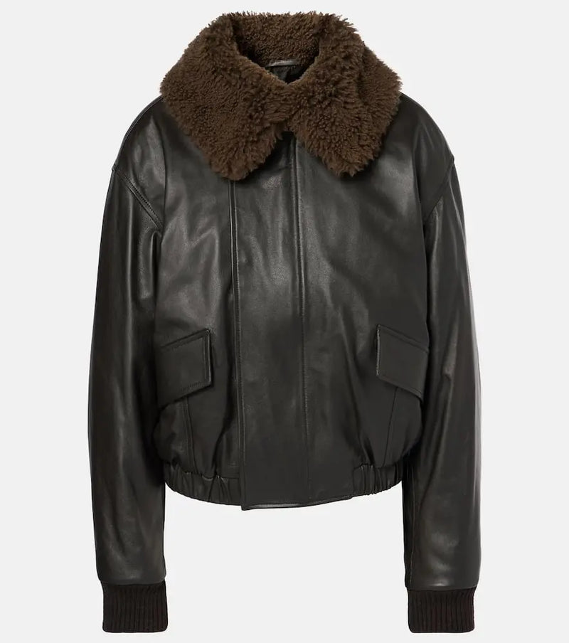 Lemaire Shearling-trimmed leather blouson