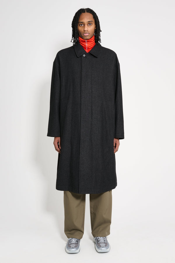 Lemaire Boxy Overcoat Black  Grey Melange