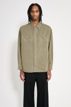 Lemaire Denim Shirt With Snaps Denim Snow Olive