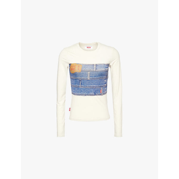  Levis Levi's x Adsb Andersson Bell Second Skin denim-print stretch-woven top