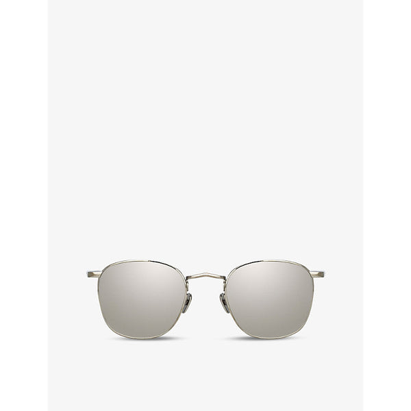 Linda Farrow Simon square-frame 22ct white gold-plated titanium sunglasses | LYBSTORE