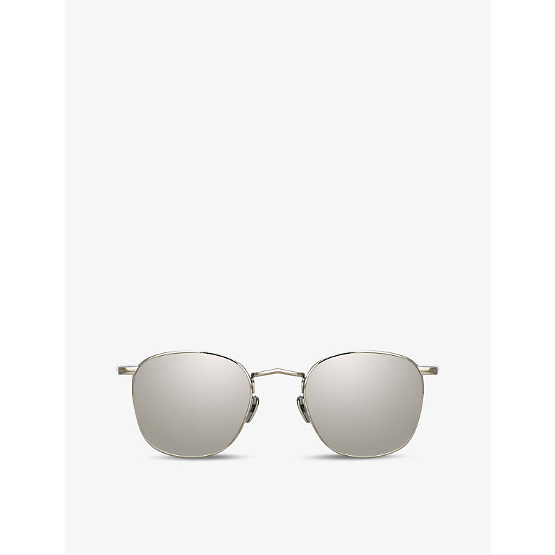 Linda Farrow Simon square-frame 22ct white gold-plated titanium sunglasses