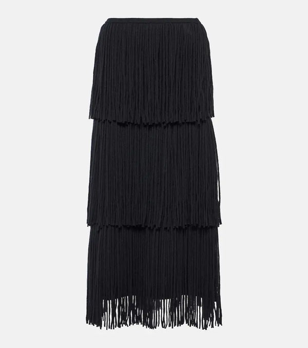 Lisa Yang Isa fringed cashmere midi skirt | LYBSTORE