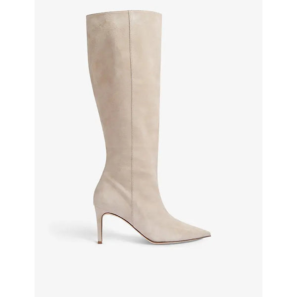 Lk Bennett Astrid pointed-toe suede heeled knee-high boots