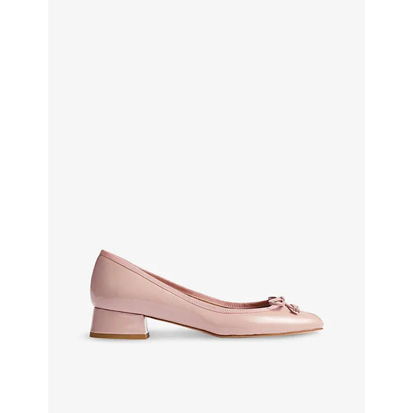 Lk Bennett Aurelie bow-embellished heeled patent-leather ballet pumps