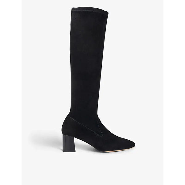 Lk Bennett Davina block-heel stretch-suede knee-high boots