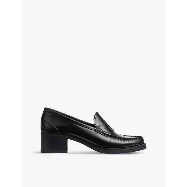 Lk Bennett Manon round-toe leather heeled loafers