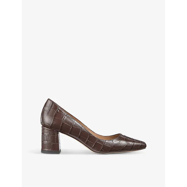 Lk Bennett Sally croc-effect heeled leather courts