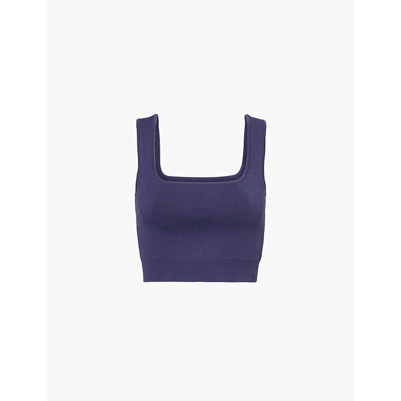 Womens Lmnd Square-neck cropped knitted top