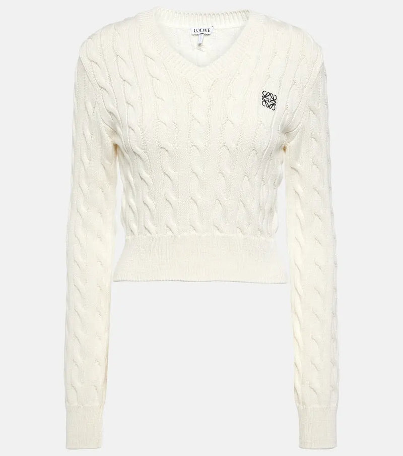 Loewe Anagram cable-knit cotton sweater | LYBSTORE