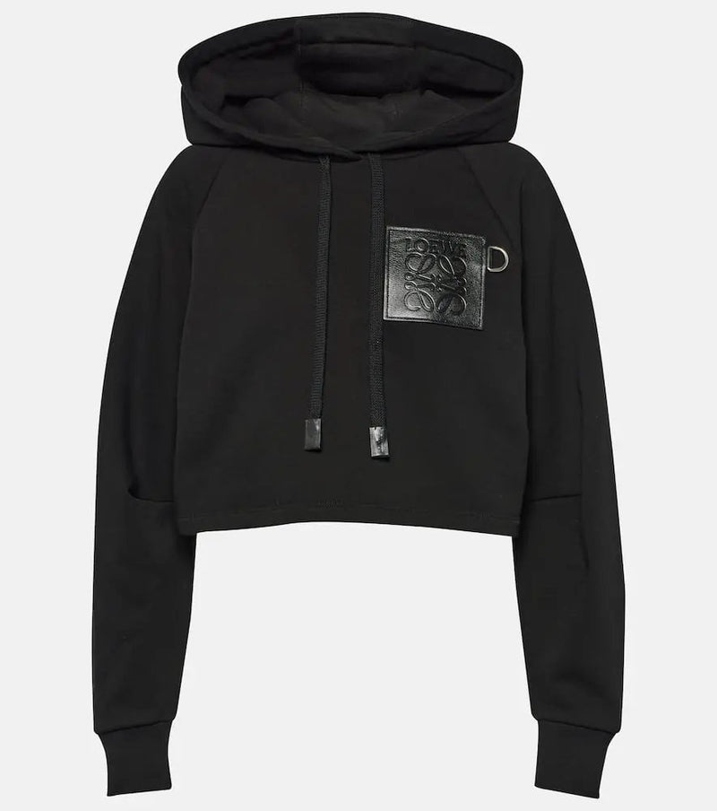 Loewe Anagram cropped cotton jersey hoodie