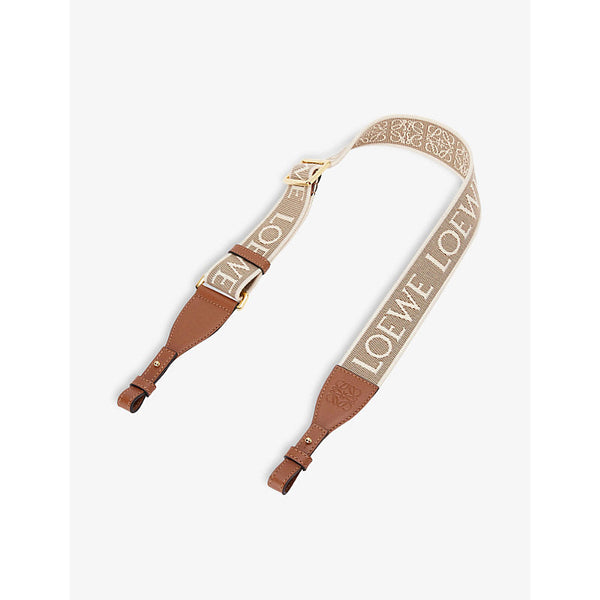 Loewe Anagram loop cotton and leather bag strap | LYBSTORE