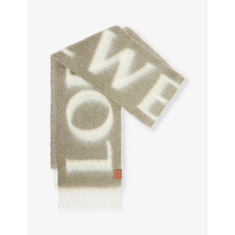 Womens Loewe Anagram-patch logo wool and mohair-blend scarf