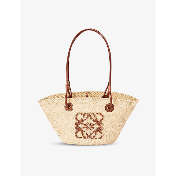 Loewe Anagram small iraca palm and leather basket bag | LYBSTORE