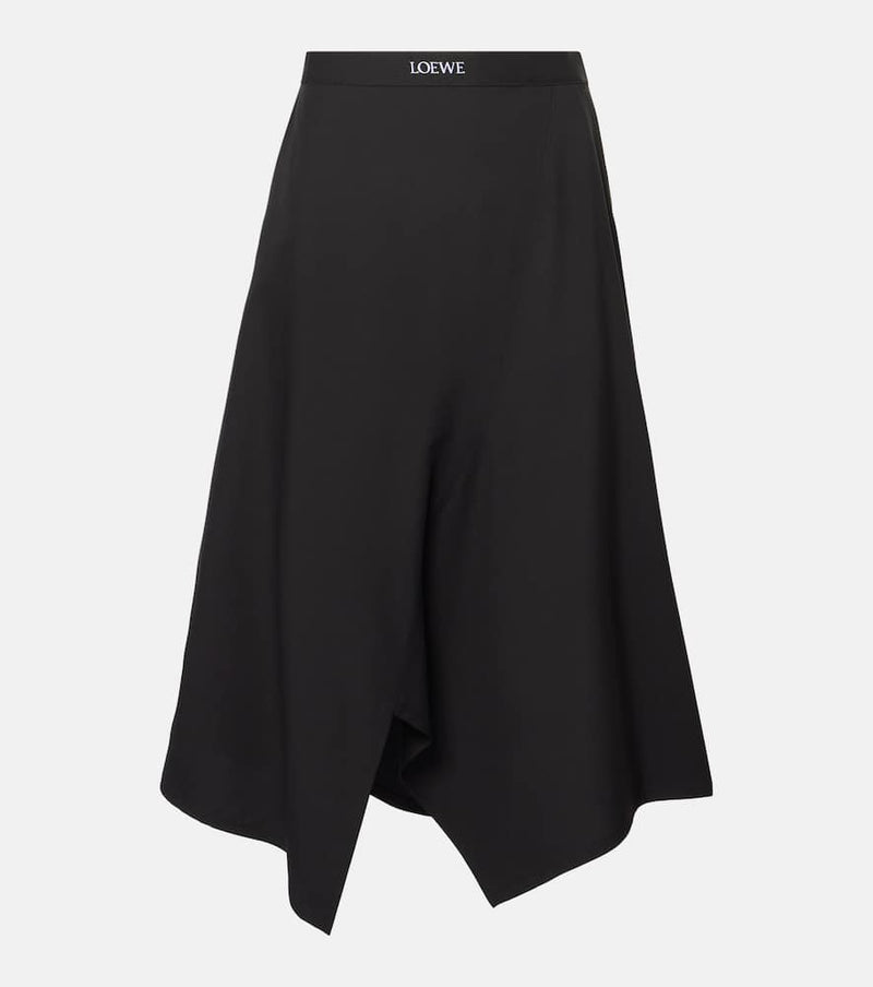 Loewe Asymmetric wool midi skirt