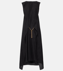 Loewe Chain-detail ruched silk midi dress