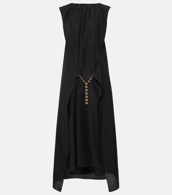 Loewe Chain-detail ruched silk midi dress