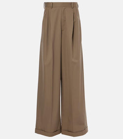 Loewe Cotton and silk gabardine wide-leg pants