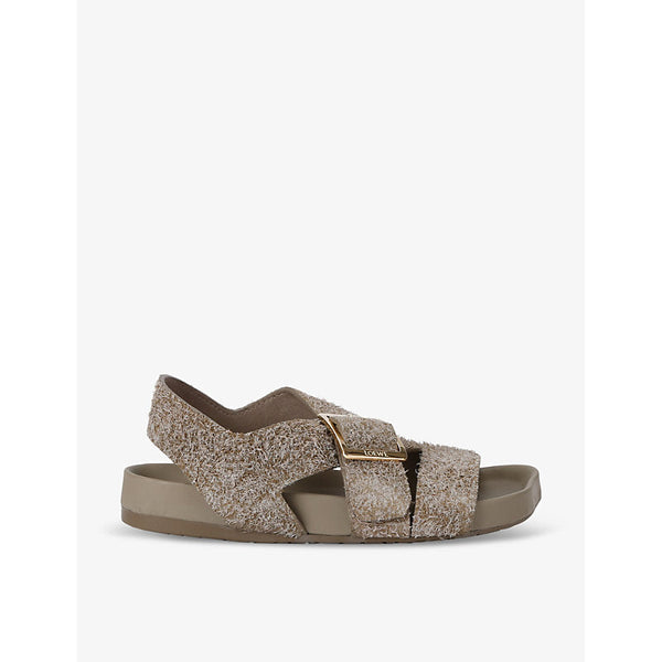 Womens Loewe Ease buckle-embellished suede sandals