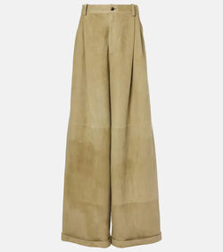 Loewe High-rise suede wide-leg pants