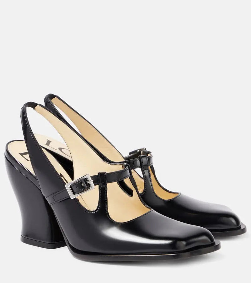 Loewe Onda brushed leather slingback pumps