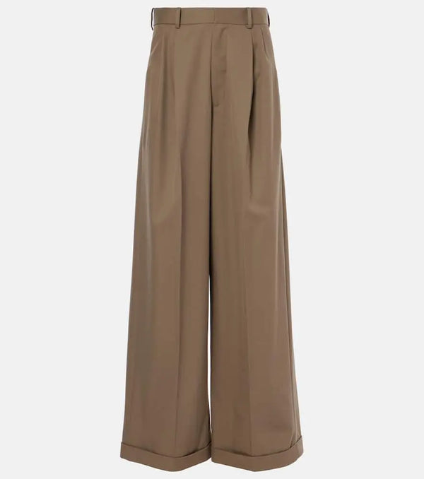 Loewe Pleated cotton and silk wide-leg pants | LYBSTORE