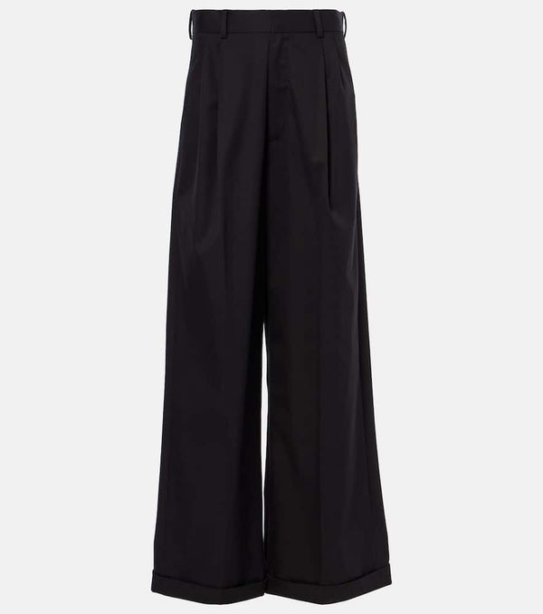 Loewe Pleated cotton and silk wide-leg pants