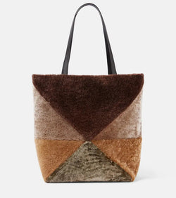 Loewe Puzzle Fold Large shearling tote bag