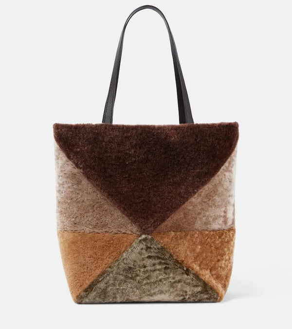 Loewe Puzzle Fold Large shearling tote bag