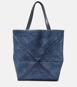 Loewe Puzzle Fold Large suede tote bag