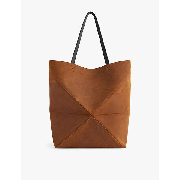 Loewe Puzzle Fold suede leather tote bag | LYBSTORE