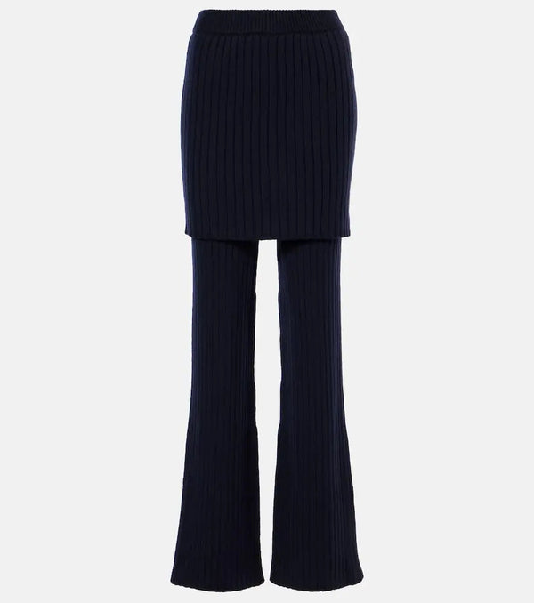 Loewe Ribbed-knit wool flared pants | LYBSTORE