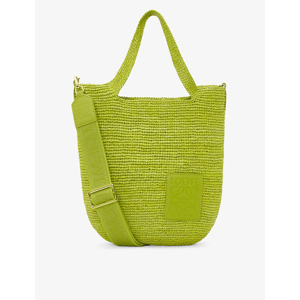 Loewe x Paula's Ibiza Slit raffia and leather tote bag | LYBSTORE