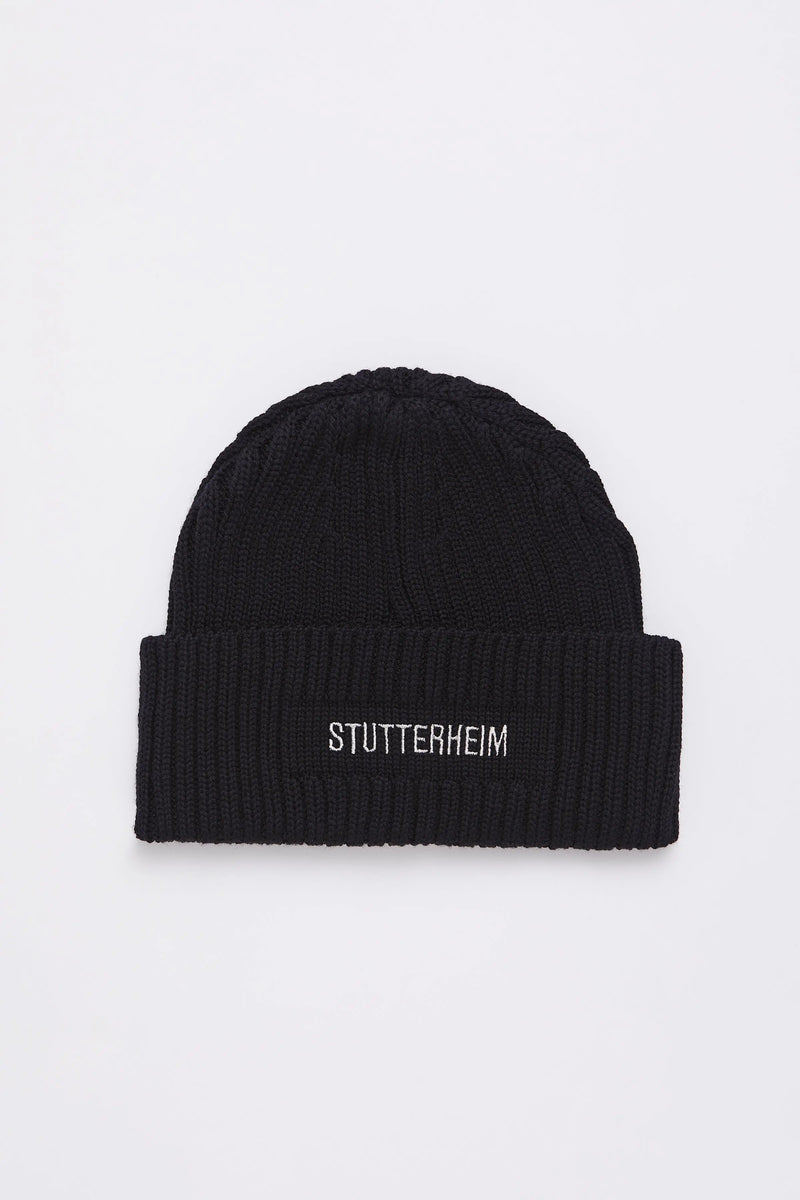 Stutterheim Logo Beanie Black