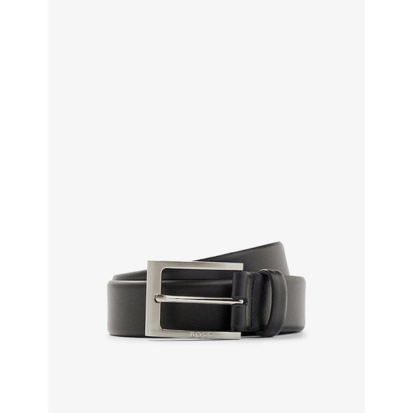 Logo-embossed leather belt