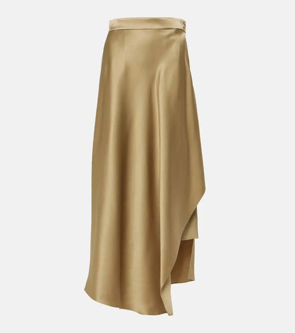 Loro Piana Alin asymmetric silk maxi skirt | LYBSTORE