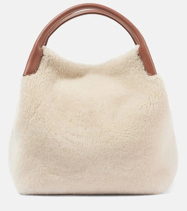 Loro Piana Bale Large faux shearling bucket bag