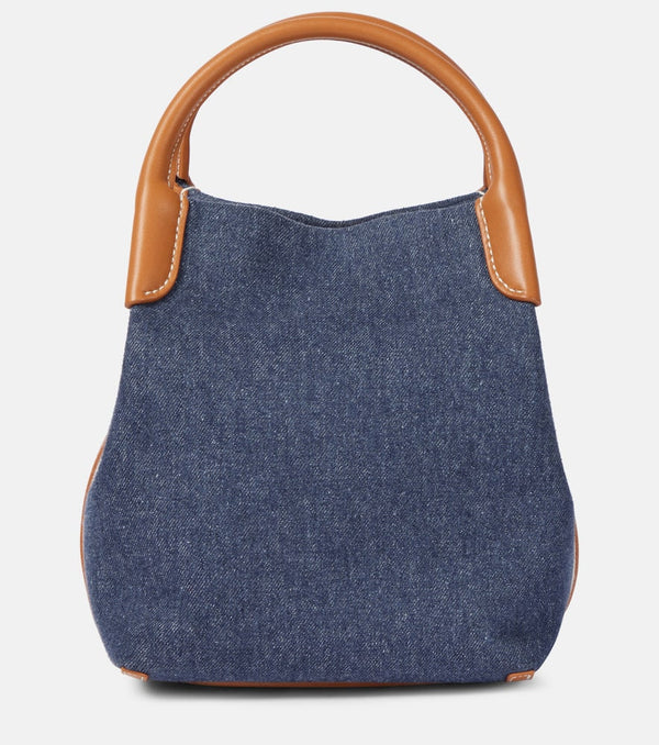 Loro Piana Bale Small leather-trimmed denim bucket bag