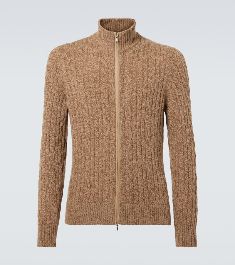 Loro Piana Cable-knit cashmere zip-up sweater | LYBSTORE