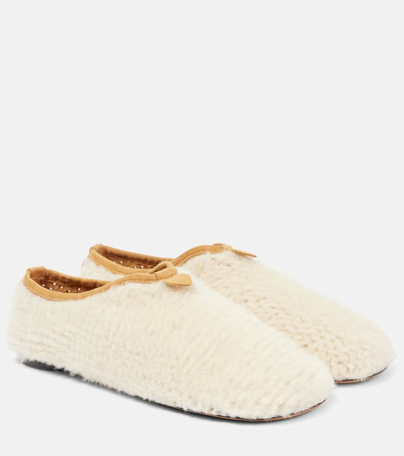 Loro Piana Floaty faux shearling-trimmed leather slippers