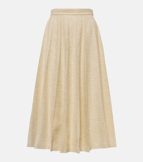 Loro Piana Fumiko wool, linen and silk midi skirt