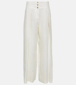 Loro Piana High-waisted wide-leg linen pants | LYBSTORE