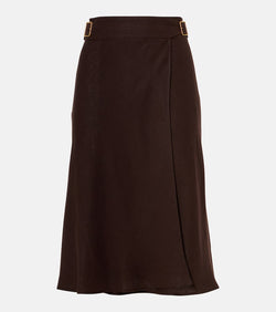 Loro Piana Irene belted linen crêpe midi skirt