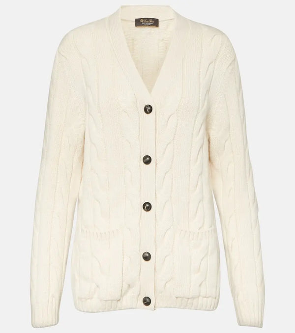 Loro Piana Napier cable-knit cashmere cardigan | LYBSTORE