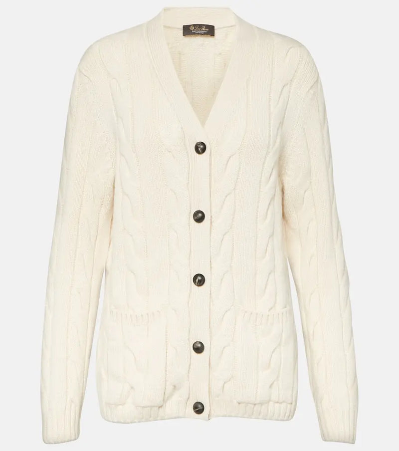 Loro Piana Napier cable-knit cashmere cardigan | LYBSTORE