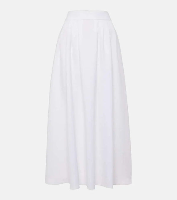 Loro Piana Sabina high-rise linen midi skirt | LYBSTORE