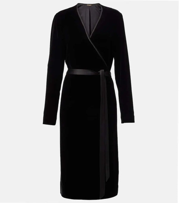 Loro Piana Susan satin-trimmed velvet wrap dress