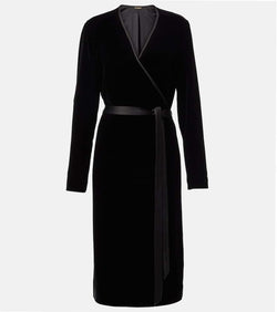 Loro Piana Susan satin-trimmed velvet wrap dress