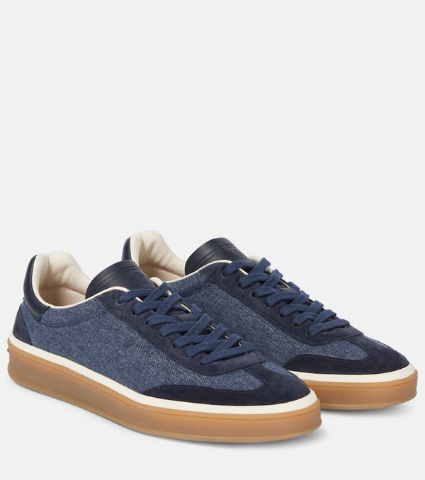 Loro Piana Tennis Walk suede-trimmed denim sneakers